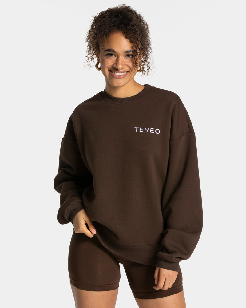 Sweat-shirt oversize Signature « marron foncé »