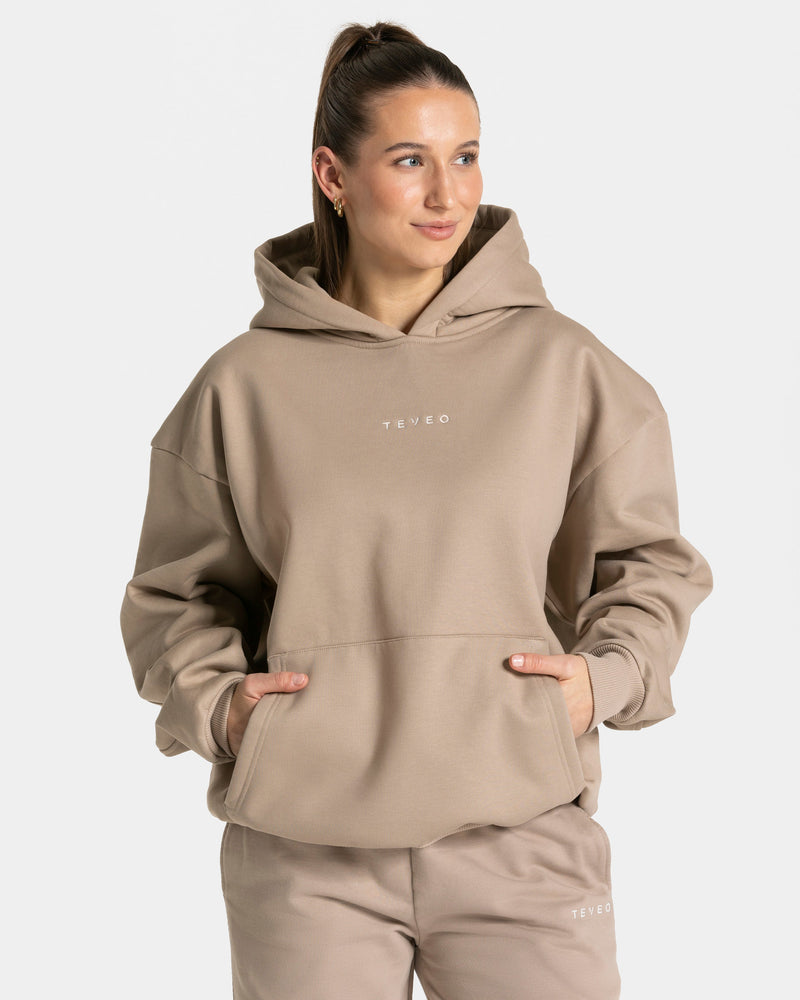 Sweat à capuche oversize RI’VAIV « taupe »