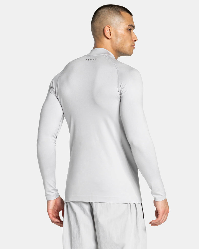 Haut à manches longues demi-zippé Workout sans coutures « gris clair »