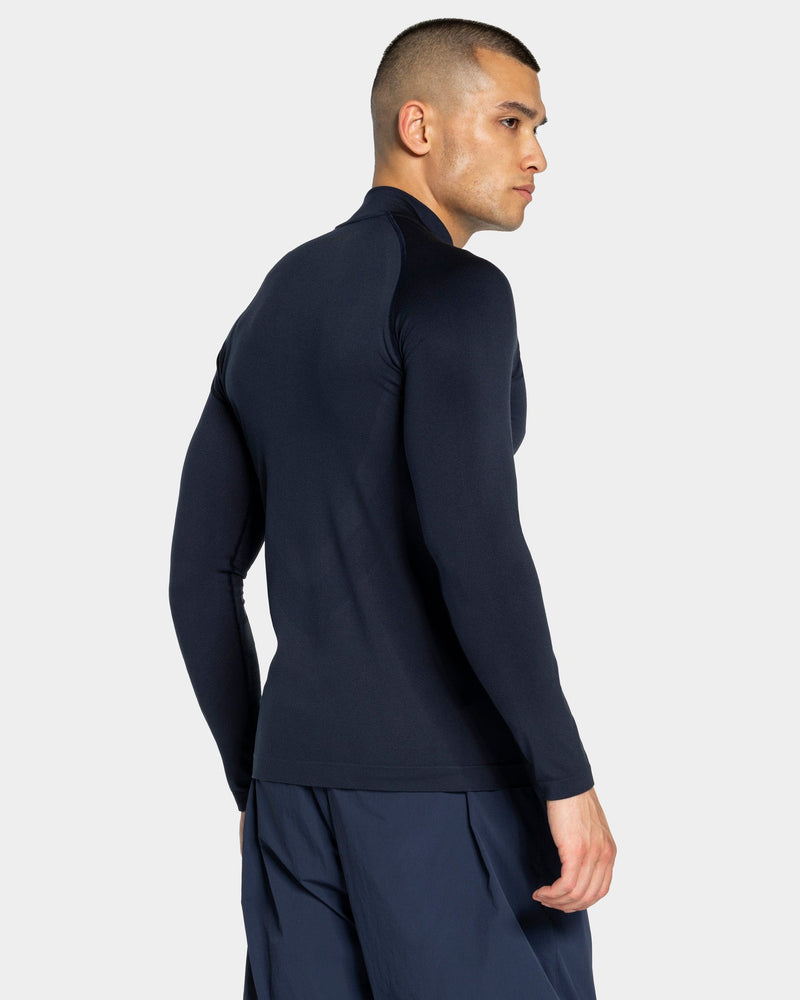 Haut à manches longues demi-zippé Workout sans coutures « Midnight »