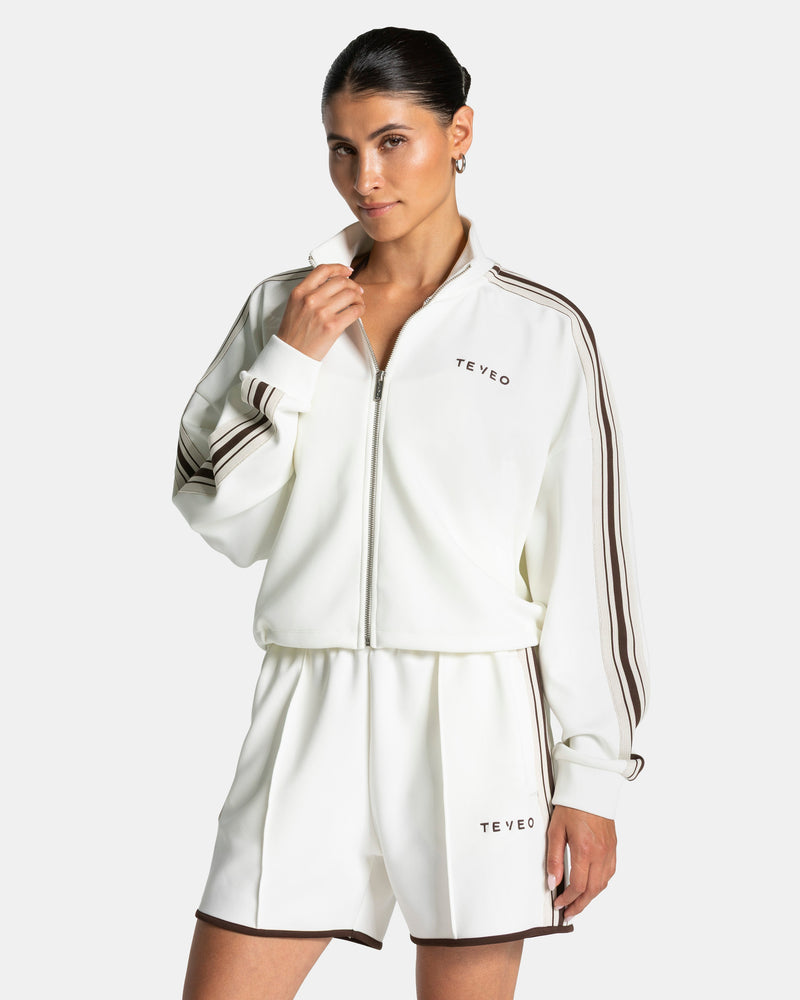 Veste de sport zippée Cropped Club « blanc cassé »