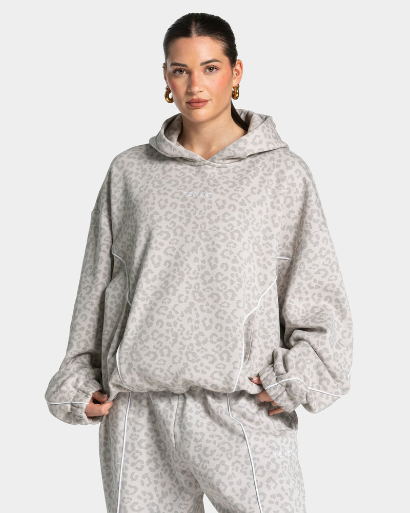 Sweat à capuche Contrastline « léopard gris clair »
