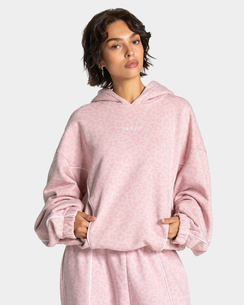 Sweat à capuche Contrastline « léopard rose »
