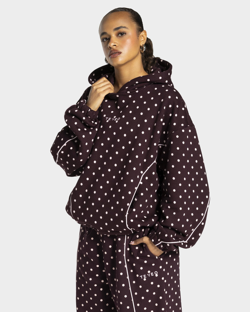 Sweat à capuche Contrastline « merlot à pois »