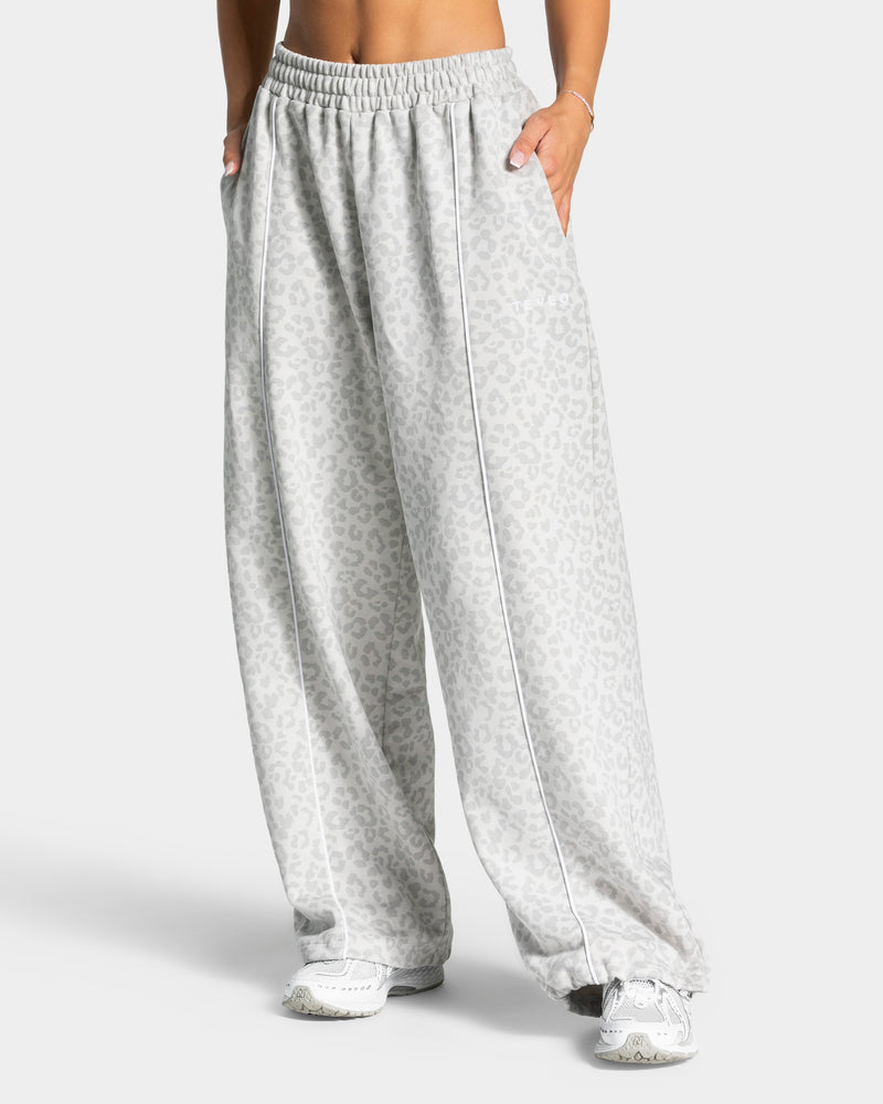 Pantalon de jogging Wide Leg Contrastline « léopard gris clair »