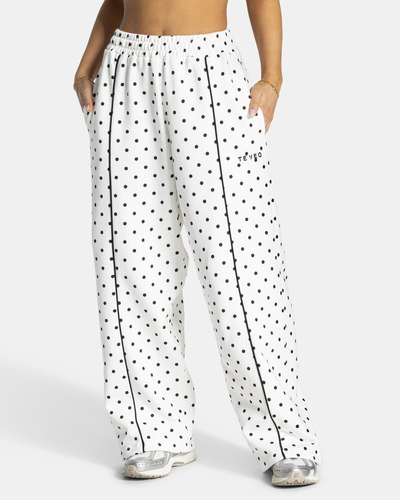 Pantalon de jogging Wide Leg Contrastline « blanc à pois »