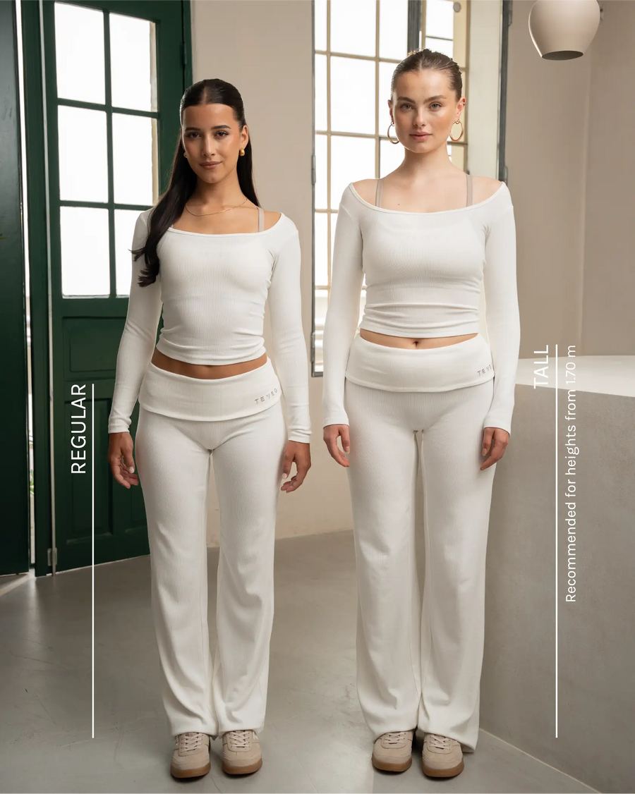Pantalon côtelé à jambe droite longue Soft Foldover « noir »