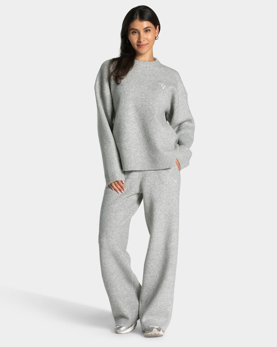 Pantalon jambe droite Knit « Gris chiné »