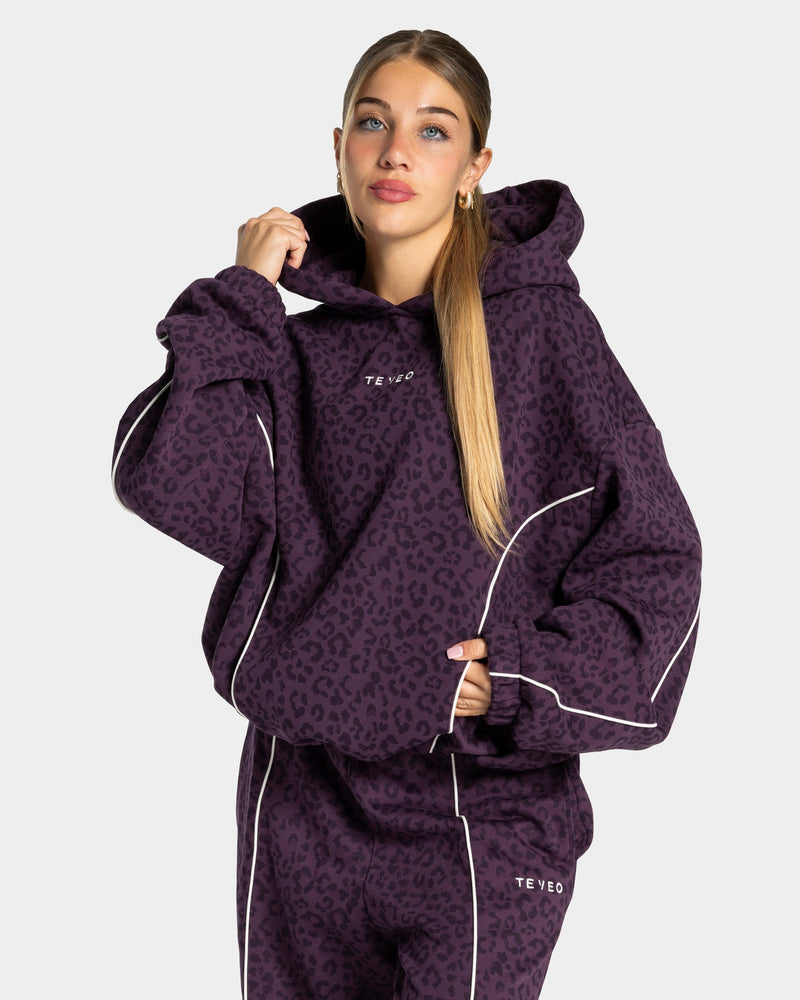 Sweat à capuche Contrastline « Léopard Blackberry »