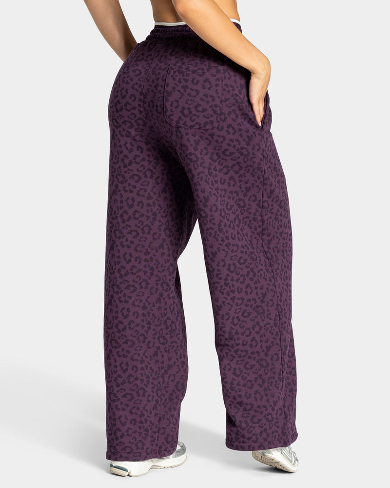 Pantalon de jogging Wide Leg Contrastline « Léopard Blackberry »