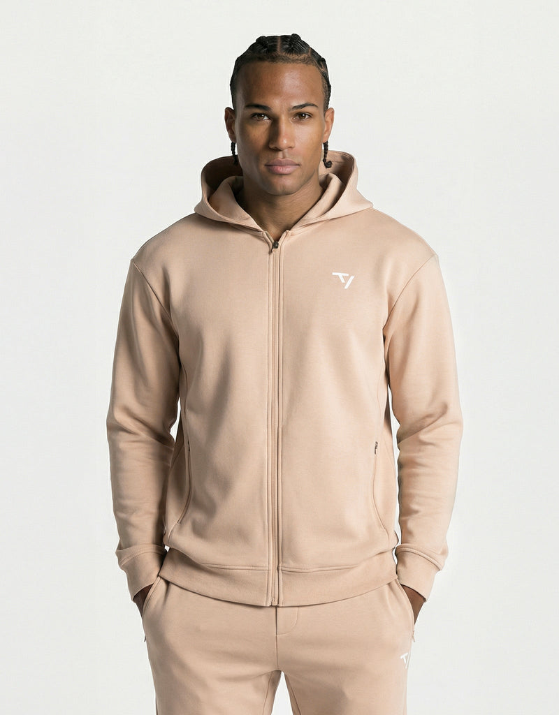 Sweat à capuche zippé Prime « beige »