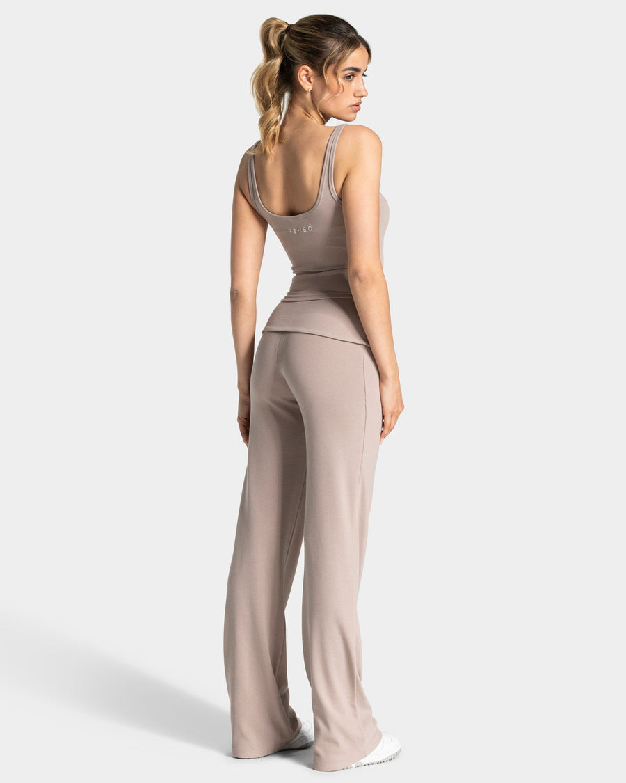 Pantalon côtelé à jambe droite standard Soft Foldover « Cappuccino »